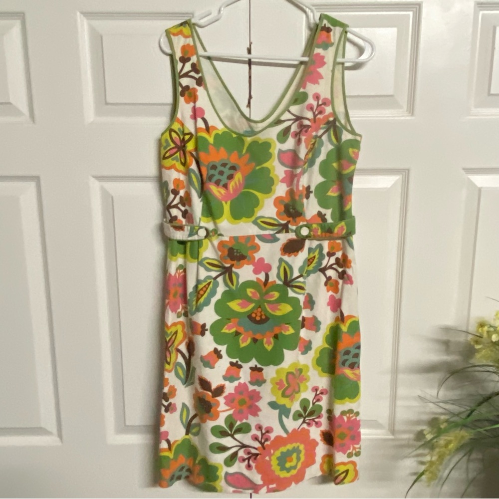 Boden Floral Dress in Green and Pink - Picture 3 of 5